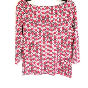 Talbots Top Red nautical pattern